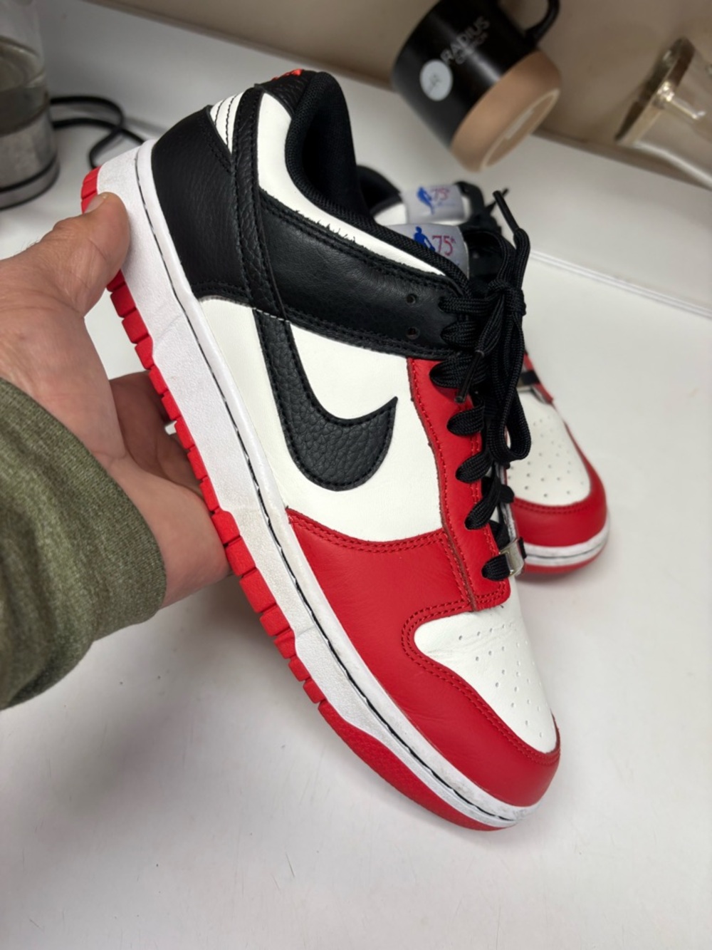 NBA 75th Anniversary Black White Red Low-Top Sneaker